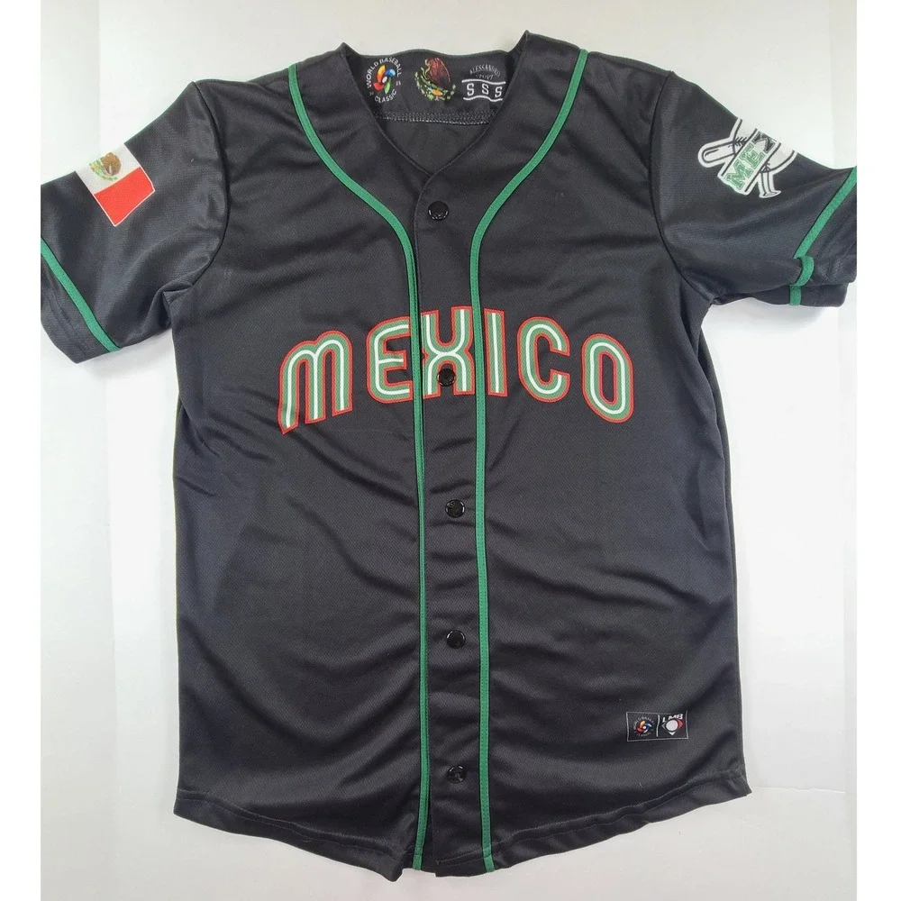 Alessandro Sport Mexico World Baseball Classic‎ Jersey Mens Small Black Graphic